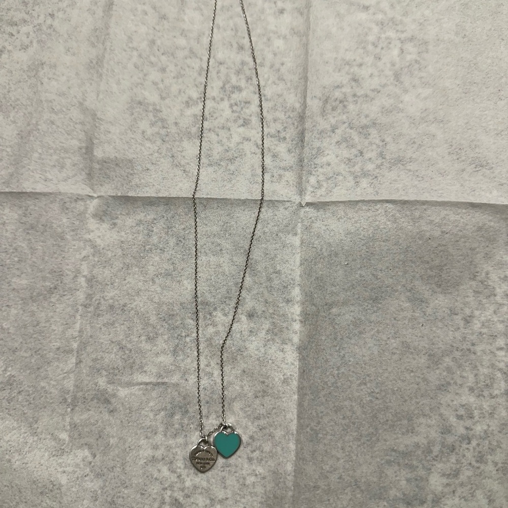 Tiffany & Co. 925 Sterling Silver Double Heart Tag Necklace